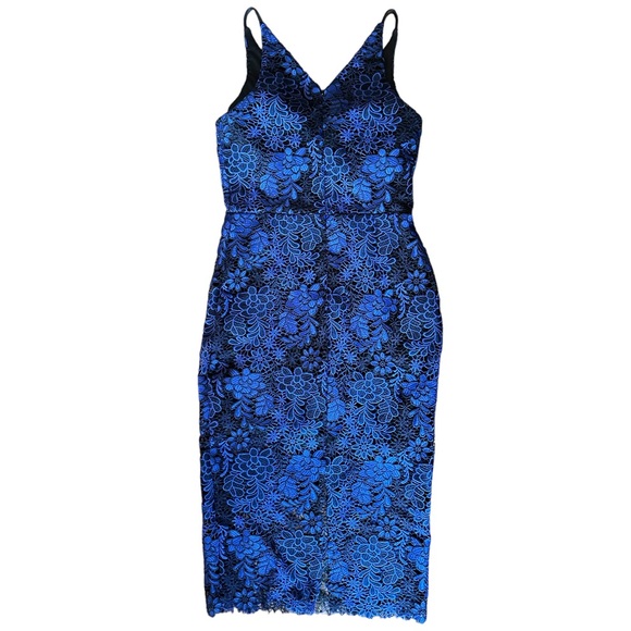 XSCAPE Lace Sheath Blue Dress Size 8 - Picture 3 of 7
